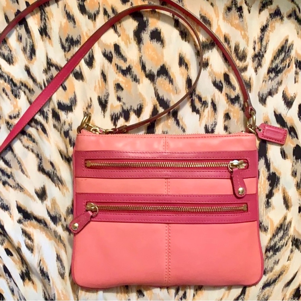 COACH pink crossbody leather bag